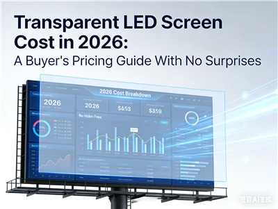 تكلفة شاشة LED الشفافة في عام 2026: دليل تسعير المشتري بدون مفاجآت